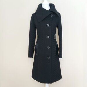 Mackage Wool Blend & Leather Coat Black Size XS